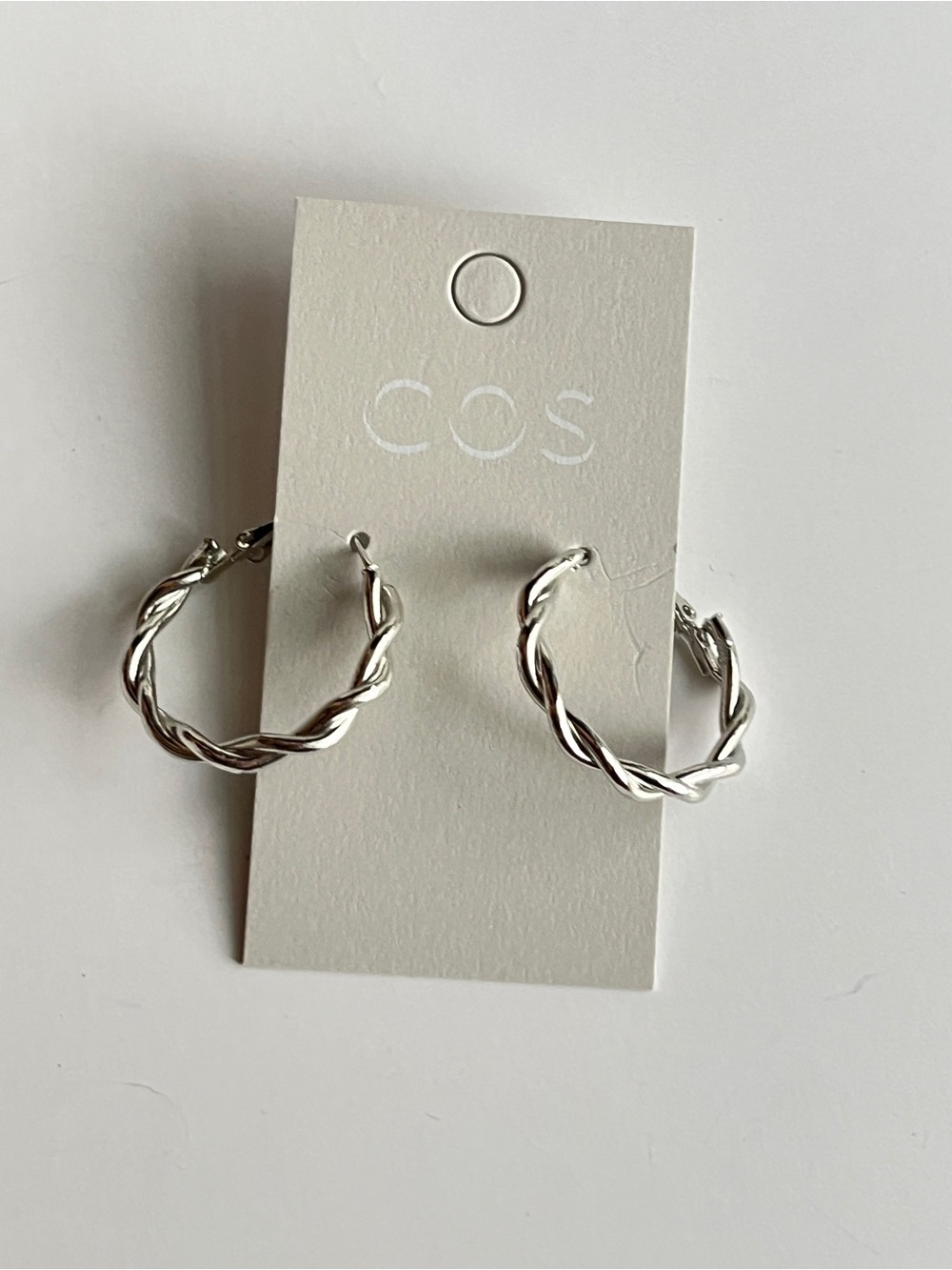 COS Silver Twisted Hoop Earrings - Sculptural Braided Hoops